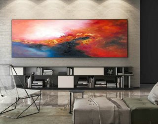 Abstract Canvas Art - Large Painting on Canvas, Contemporary Wall Art, Original Oversize Painting XaS153,abstract sunset