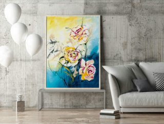 Floral Abstract Art,Abstract Flower Painting,Abstract Wall Art,Semi Abstract,Large Wall Art,Original Paintings,Livingroom Decor,XL.LAS055,kimmberly capone