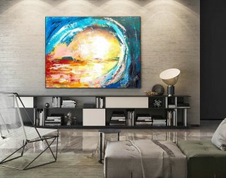Modern Canvas Oil Paintings,Large Oil Painting,Textured Wall Art,Textured Paintings,Large Colorful Landscape Abstract,Original Art LaS081,nordic design home