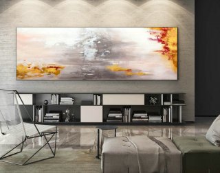 Large Abstract Painting,bright painting art,modern abstract painting,extra-large wall art,textured wall art,Large Panoramic Art,Gold XaS218,contemporary abstract painting