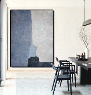 Large Abstract Art Oil Painting Canvas Art, Contemporary Art Hand Painted Abstract Painting, Black Blue Grey.,franz kline artwork