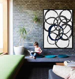 Large Abstract Painting Minimalist Art, Hand Painted Contemporary Ar Geometric Art. Black White Acrylic Painting.,oil paint abstract painting