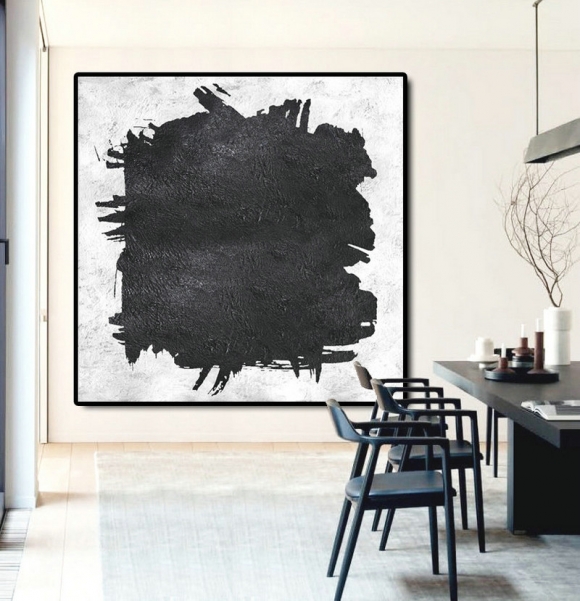 Original Abstract Painting Extra Large Canvas Art, Handmade Black White Acrylic MinimaIlst Painting.,large beach wall art