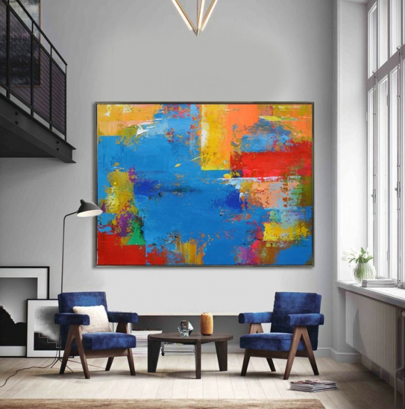 Handmade Extra Large Contemporary Painting, Huge Abstract Canvas Art, Original Artwork - By Leo,abstract city art
