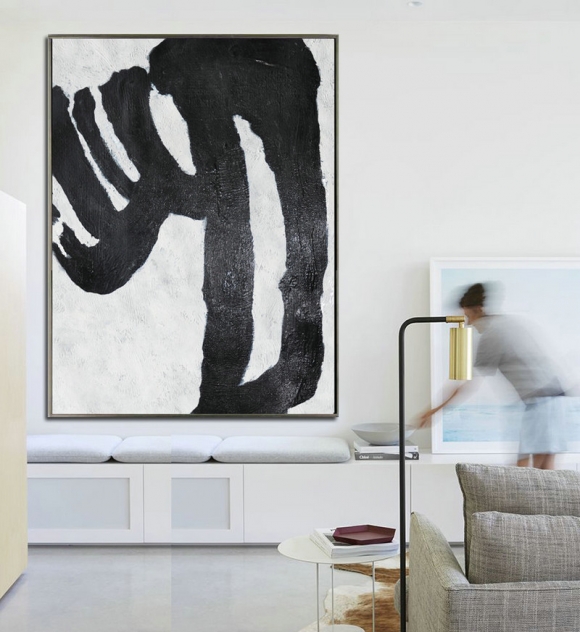 Oil Painting, Abstract Painting Large Canvas Art, Modern Art Black and White Minimalist Art. Hand Painted, Oil On Canvas,modern dog art