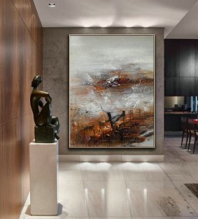 Large Abstract Art, Original Abstract Painting, Large Gray Whtie Abstract Painting, Nature Abstract Painting, Large Wall Canvas Painting,most famous abstract artists