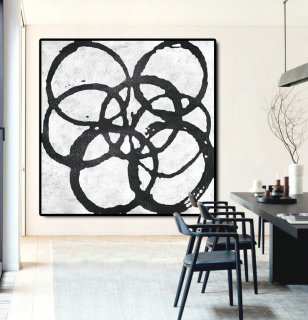 Original Abstract Painting Extra Large Canvas Art, Handmade Black White Acrylic MinimaIlst Painting.,elite interior design