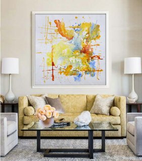 Large Contemporary Art Original Oil Painting On Canvas. One-of-a-kind, IN STOCK, 40"X40"/102x102cm.,new gallery of modern art