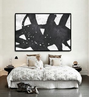 Hand Painted Extra Large Abstract Painting, Horizontal Acrylic Painting Large Wall Art. Black White Painting Original Art,colorful abstract wall art