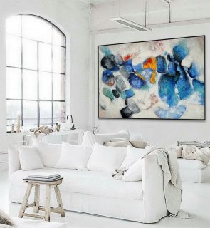 Extra Large Horizontal Modern Contemporary Abstract wall Art Thick Texture Acrylic Painting Artwork on Canvas 48 x 72" / 120x180cm,female painters 20th century