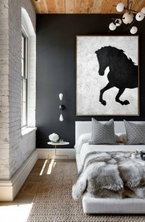 Black And White Horse Oil Painting Minimalist Art, Large Canvas Art. Abstract Painting, Modern Art. Hand Painted Acrylic Painting.,abstract dance paintings