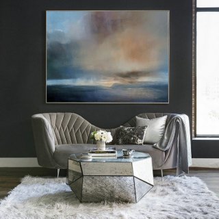 Original Sky landscape Abstract Painting,Large Sea Landscape Painting,Blue Painting Abstract,Large Cloud Painting On Canvas, Living Room Art,abstract figurative