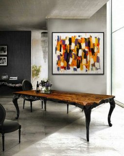 Original Unique Contemporary Modern Wall Art Abstract Artwork Hand Painted Heavy Textured Palette Knife Vertical Oil painting,abstract scenery