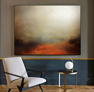 Minimalist Abstract Painting Of The Sky, Large Wall Sky Abstract Painting,Large Sky Landscape Oil Painting,Convergent Sea Landscape Painting,modern japanese painting