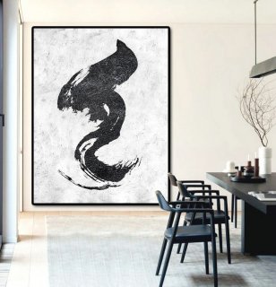 Large Acrylic Painting On Canvas, Modern Art Abstract Painting, Hand Painted Original Art Black And White.,residential interior designers near me
