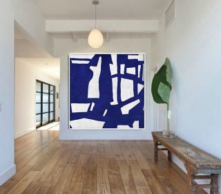 Hand Made Blue White Painting, Minimalist Abstract Art Canvas Art, Large Wall Art Home Decor, Acrylic Painting On Canvas,abstract landscape oil painting