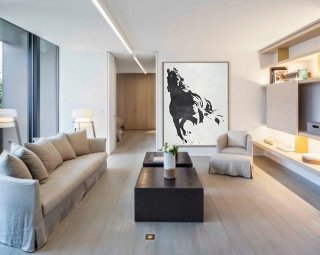 Black White Horse, Hand Made Extra Large Canvas Painting, Abstract Painting on Canvas, Original Art.,modular kitchen interior