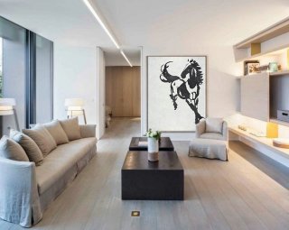 Black White Horse, Hand Made Extra Large Canvas Painting, Abstract Painting on Canvas, Original Art.,best office interior