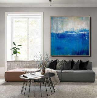 Large DEEP Blue Sea Abstract Painting,Blue Ocean Oil Painting,Original Blue Ocean Painting,Wall Art Abstract Painting,Sea Painting On Canvas,abstract plaster sculpture