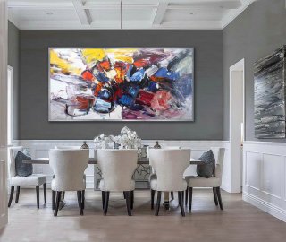 Colorful Thick Oil Abstract Super Extra Large Oversize Panoramic Canvas Modern wall Art Hand Made Bright Color Original Oil painting,moma closing for renovations