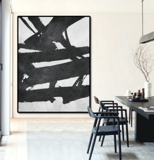 Extra Large Acrylic Painting On Canvas, Minimalist Painting Canvas Art, Black And White Geometrical Painting, HAND PAINTED Original Art.,modern japanese woodblock paintings