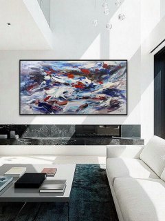 Colorful Thick Oil Abstract Super Extra Large Oversize Panoramic Canvas Modern wall Art Hand Made Bright Color Original Oil painting,abstract lips painting