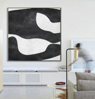Abstract Painting Extra Large Canvas Art, Handmade Black White Geometric Art, Acrylic MinimaIlist Painting.,modern art near me