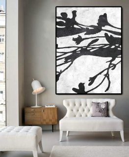 Huge Abstract Painting On Canvas, Vertical Canvas Painting, Extra Large Wall Art, Abstract Art Tree, Handmade. Black white with textures.,early 20th century artists