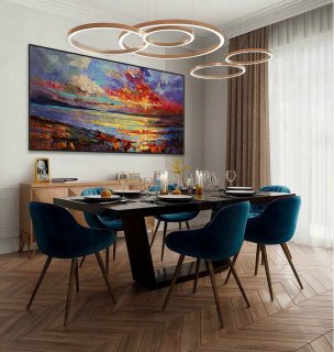 Contemporary Abstract wall Art Modern Panoramic Landscape Seascape Painting Handmade textured art oil painting on Canvas,moma most famous paintings