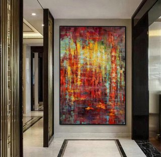Large Colorful Vertical Modern Contemporary Abstract wall Art Palette Knife Thick Strong Color Oil Painting Artwork on Canvas 48 x 72,trendy wall paintings