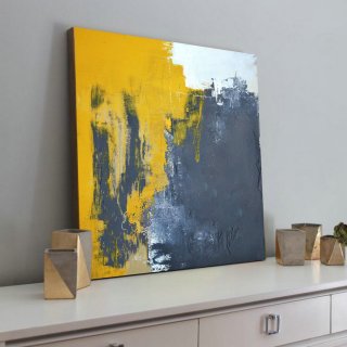 Very Large Abstract Paintings On Canvas,Yellow Abstract Canvas Art Oil Painting,Blue Abstract Art Painting,Modern Living Room Abstract Art,navy and gold abstract wall art