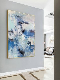 Acrylic Painting,Large Abstract Art,Original Blue Sky Abstract Painting,Cloud Abstract Painting,Large Canvas Art,Acrylic Paintings On Canvas,moon abstract art