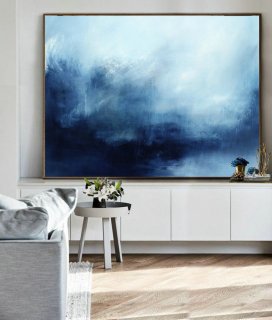 Abstract Landscape Painting, Sky And Sea Painting, Original Sky Abstract Painting, Deep Blue Sea Landscape Painting, Large Wall Sea Painting,tate britain paintings