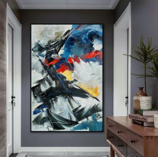 Beautiful Bright Color Modern Abstract Wall Art Decor Extra Large Colorful Contemporary Brush Strokes Vertical Canvas Oil Painting,amazing abstract painting