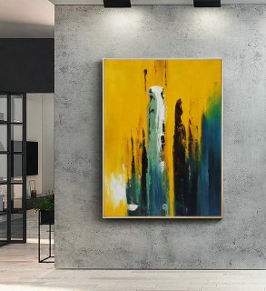 Original Yellow Abstract Painting,Large Abstract Art,Abstract Painting,Blue Abstract Painting,Living Room Art,Large Wall Canvas Painting,large acrylic paintings on canvas
