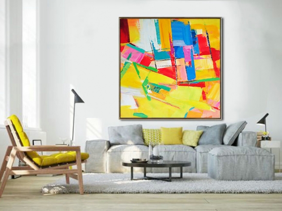 Large Palette Knife Painting On Canvas, Abstract Art Decor. Large Contemporary Painting, by Leo. blue, green, yellow, red,van gogh modern art