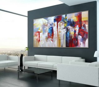 Extra Large Colorful Modern Abstract Wall Art Painting 48x96"/120x240cm XXXL, XXL, XL,abstract clouds painting