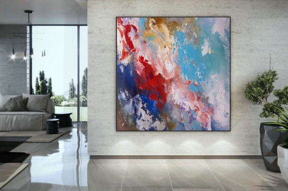 Extra Large Wall Art Palette Knife Artwork Original Painting,Painting on Canvas Modern Wall Decor Contemporary Art, Abstract Painting DMc164,abstract sky art