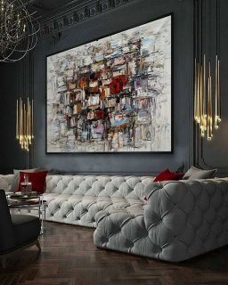 Modern Contemporary Hand Painted Palette Knife Thick Oil Painting On Canvas Extra Large Wall Art XXL 60x80" / 150x200cm,modern art museum tadao ando