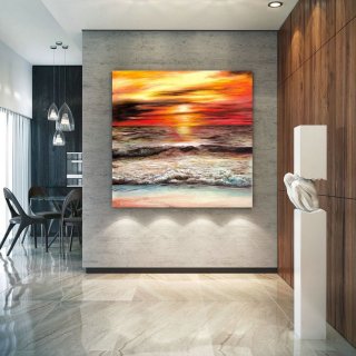 Extra Large Horizon Seascape Wave Painting , Modern Acrylic Painting on Canvas, Original Wall Art, Painting Modern, Large Paintings lac686,2d abstract art