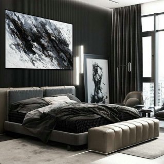 Minimal Modern Wall Art Abstract Black White Minimalist Contemporary Hand Painted Acrylic Canvas Painting Extra Large Horizontal 72",abstract fantasy