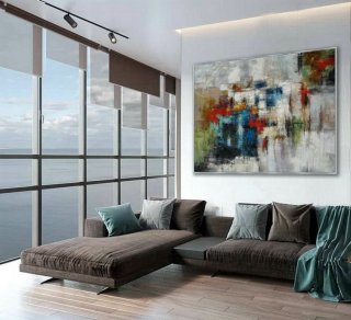 Modern Texture Abstract Contemporary Wall Art Hand Painted Oil Painting on Canvas Extra Large XXL 60" x 80" / 150x200cm,saraswati abstract painting