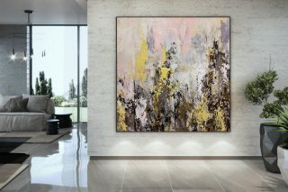 Extra Large Wall Art Palette Knife Artwork Original Painting,Painting on Canvas Modern Wall Decor Contemporary Art, Abstract Painting DMC145,large flamingo canvas