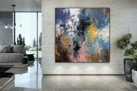 Large Abstract Painting,Large Abstract Painting on Canvas,painting colorful,colorful abstract,above bed decor DMC216,abstract art with pencil