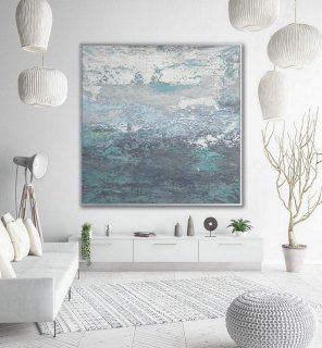 Modern Contemporary Abstract Wall Art Hand painted Acrylic Palette Knife Oversize Large Square Painting on Canvas 60 x 60" / 150x150cm,buy large canvas for painting