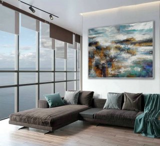 Heavy Texture Abstract Wall Art Hand Painted Modern Contemporary Acrylic Painting on Canvas Extra Large XL 60x80" / 150x200cm,abstract scenery art