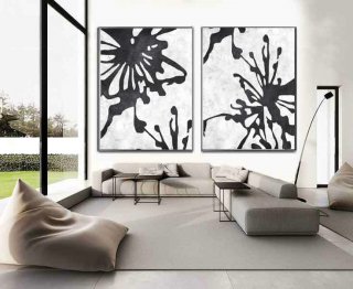Set Of 2 Extra Large Contemporary Art, Acrylic Modern Wall Art On Canvas, Minimalist Canvas Art, Abstract Flowers,abstract tree paintings canvas