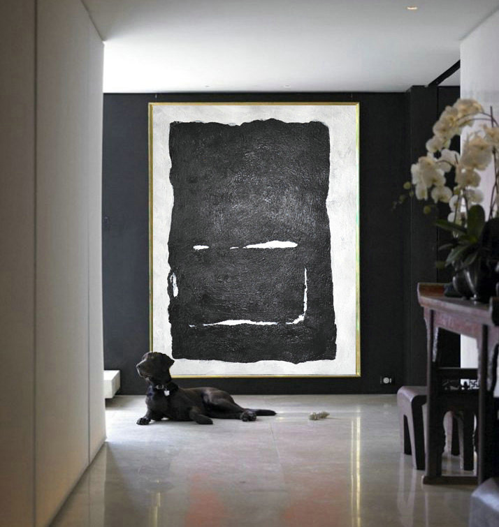 Modern Abstract Painting, Black And White Original